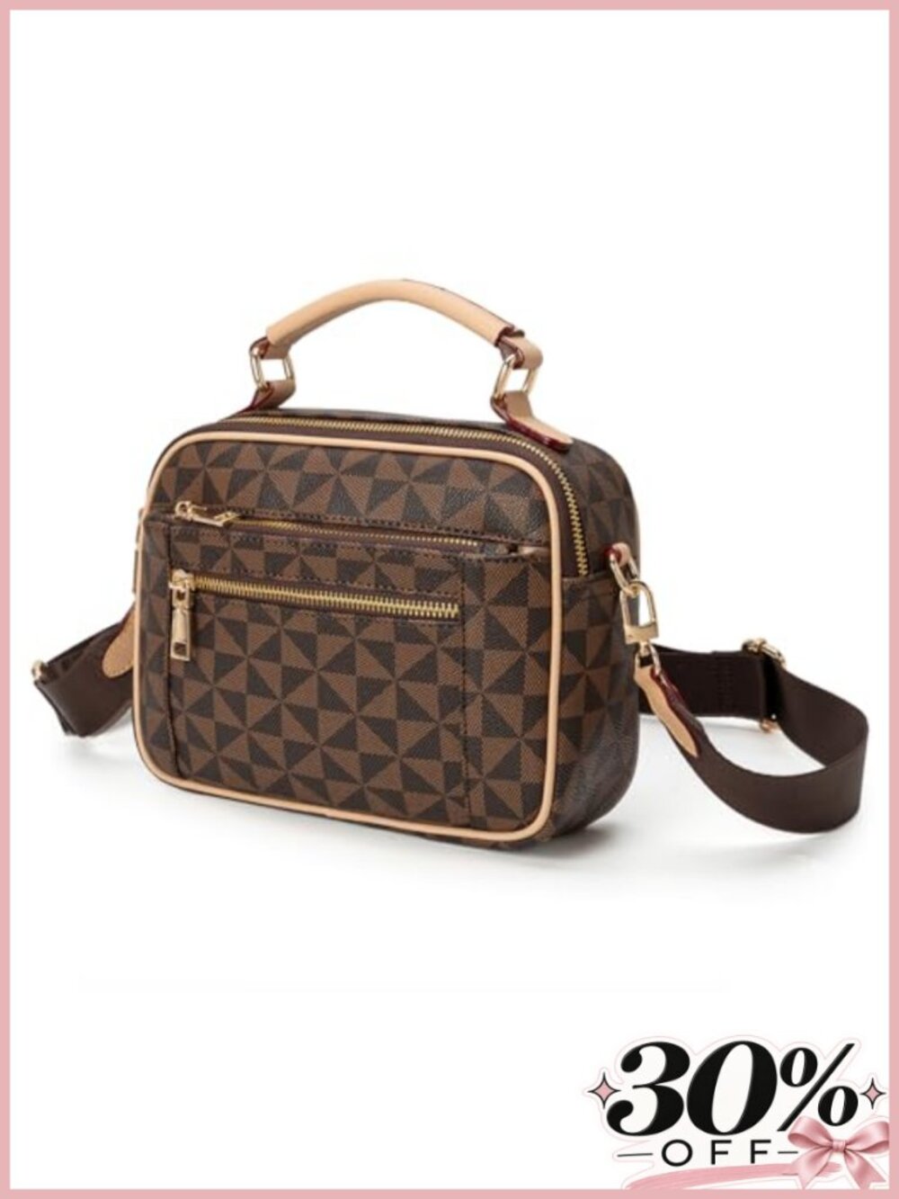 Vegan Leather Crossbody Bag Multi-Pocket Messenger Purse